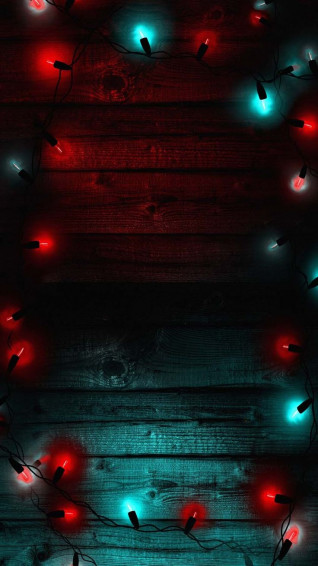 Red Teal Christmas Lights In Wallpaper