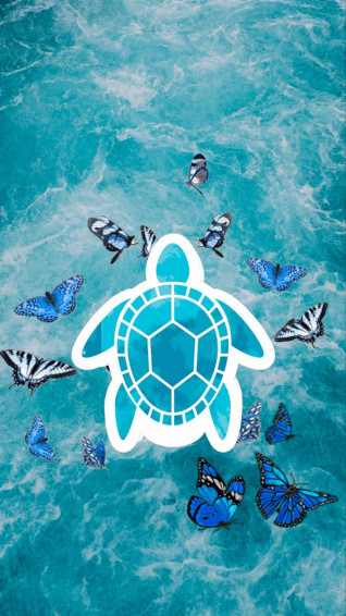 Turtle Butterfly Wallpaper Sea