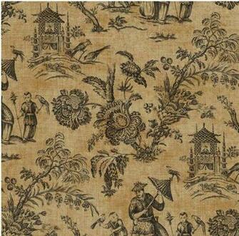 Oriental Toile Wallpaper Designer Black Brown