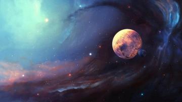 Space Nebula Planet Moon Wallpaper R