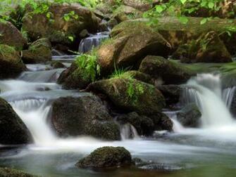 Gentle Mountain Stream Background Pixels