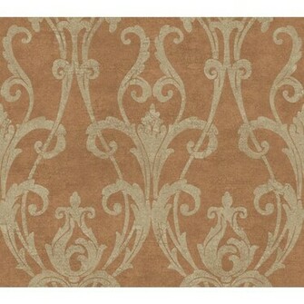 Aqua Damask Wallpaper Gold Ogee