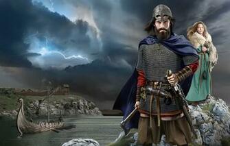 Wallpaper Girl Figure Sword Helmet Mail Viking Drakkar
