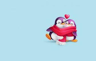 Wallpaper Mood Holiday Minimalism Art Pair Penguin Valentine