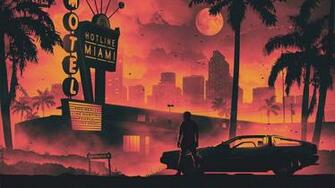 Wallpaper Retrowave City Orange 5k Art