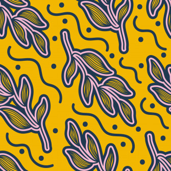 Retro Floral Pattern Yellow Wallpaper