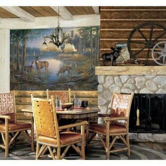 Walnut Brown Faux Log Cabin With Cream Grout Wallpaper Wg0437 All