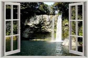 3d Window Waterfall Wall Stickers Film Mural Art Decal Wallpaper