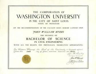 John William Myers Jr Washington University Diploma