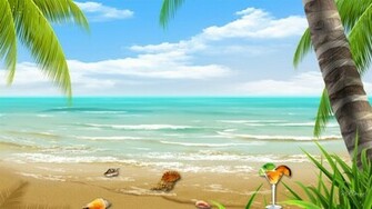 Tropical Beach Vector Collage Wallpaper In 3d Abstract