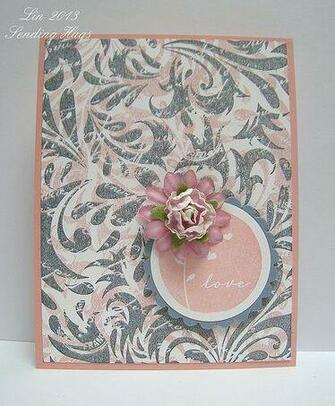 Grey And Peach Flower Cards