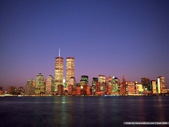 New York Skyline And Twin Towers World Trade Center