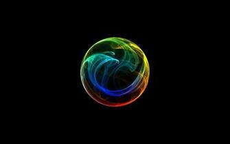 Circles Rainbows Black Background Orbs Wallpaper