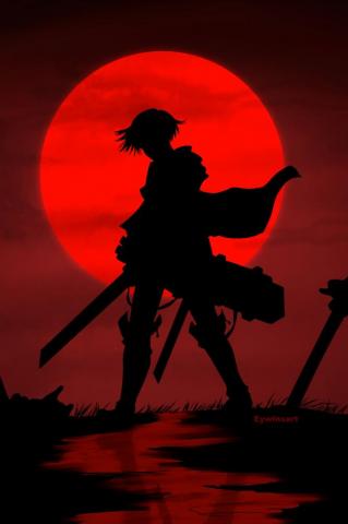 Levi Ackermann Red Moon Anime Guys Attack On Titan
