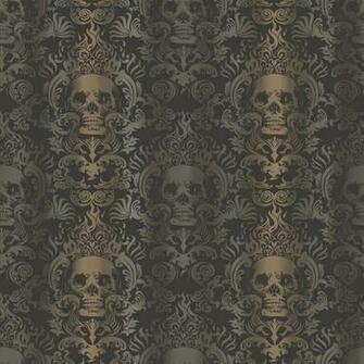 Tot47111 Luther Sand Skull Modern Damask Wallpaper