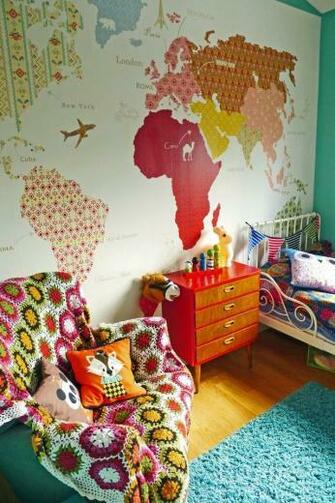Mad For Mid Century Vintage Wallpaper World Map Travel Nursery