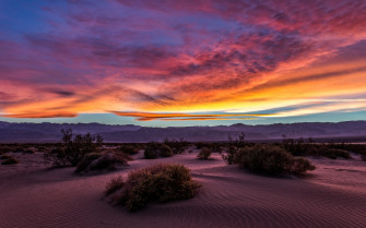 Landscape Nature Desert Sunset Death Valley Sand Mountain Shrubs Wallpaper