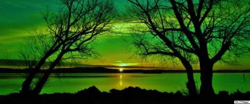 Green Sunset On Lake HD Wallpaper Lakes