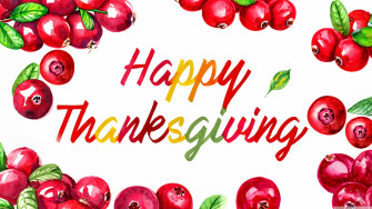 Happy Thanksgiving Cranberries Watercolor Painting Background