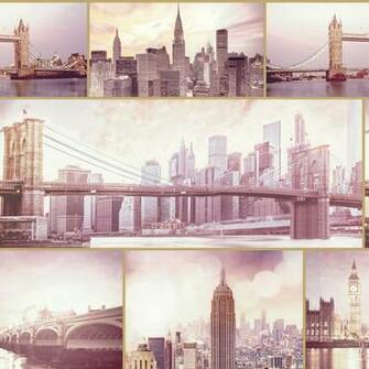 Arthouse Diamond City Scene Wallpaper Blush