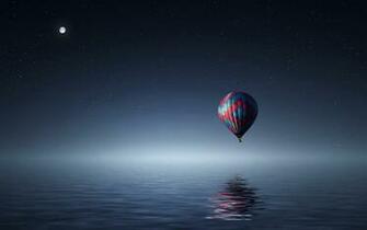 Hot Air Balloon Over Sea Wallpaper HD