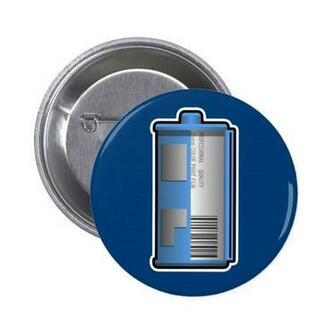 35mm Film Canister Button Blue Background
