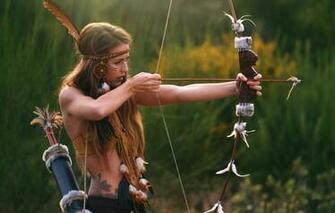 Wallpaper Girl Face Background Feathers Bow Arrow Paint