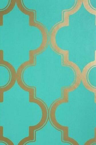 Geometric Shaped Inspired Wallpaper In The Hot Trendy Color Teal