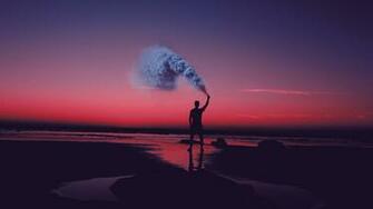 Wallpaper Smoke Bombs Flare Shore