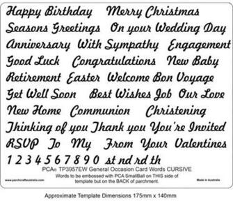 Embossing General Occasion Words Cursive Parchcraft Australia