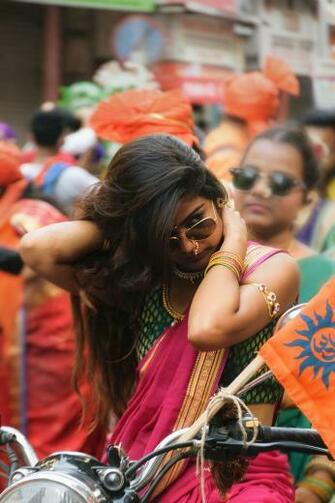 Women Bikers During Shobha Yatra Indian Girlboss Celebration