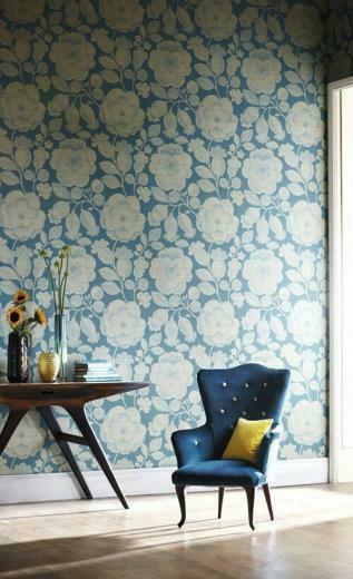 Bold Floral Print Wallpaper Common Space