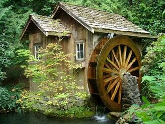 Man Made Watermill Wallpaper Water Wheel Windmill Mill