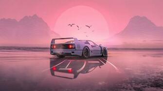 Retrowave F40 4k Wallpaper