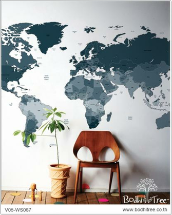Home Custom Made Wallpaper World Map Dark