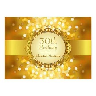 Golden Bokeh 50th BirtHDay Party Paper Invitation Card