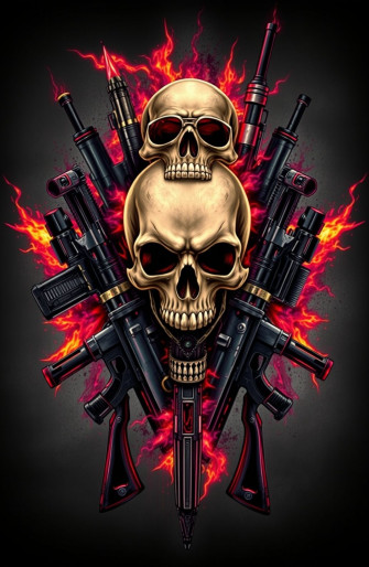 Skulls And Guns Wallpaper