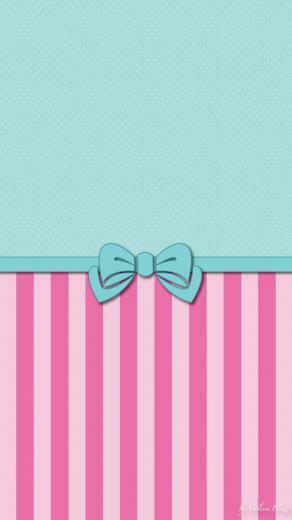 Green And Pink Stripes Bow Wallpaper Art