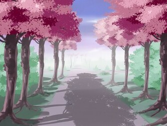 Anime House Background Style Treed Lane