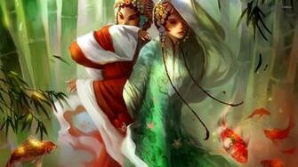 Underwater Geishas Wallpaper Fantasy
