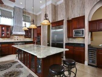 High End Kitchen With Wallpaper Home Design Examples