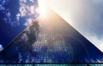 Wallpaper The Sun Glass Rays Pyramid Building City Sky
