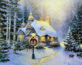 Winter Image Thomas Kinkade HD Wallpaper And