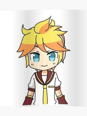Len Kagamine Chibi White Background Poster By Realolawliet