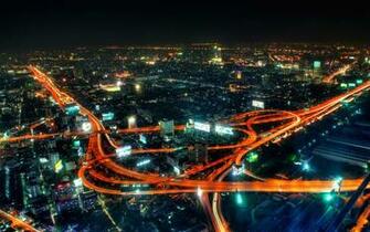 City Life At Night Wallpaper Stock Photos