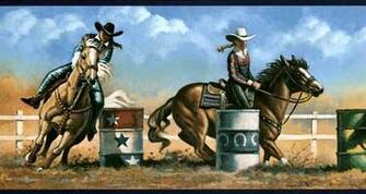 Cowgirl Barrel Racing Wall Paper Border Ws5915b Wallpaper