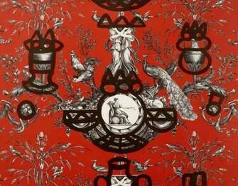 Pierre Frey Fontaine Et Animaux Barbouilla Rouge D Orient