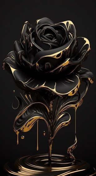 Black And Gold Rose On A Background Wallpaper