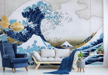 Vintage Wave Drawing Wallpaper Mural Wallmur
