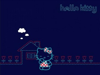 Blue Bow Hello Kitty Anime HD Desktop Wallpaper